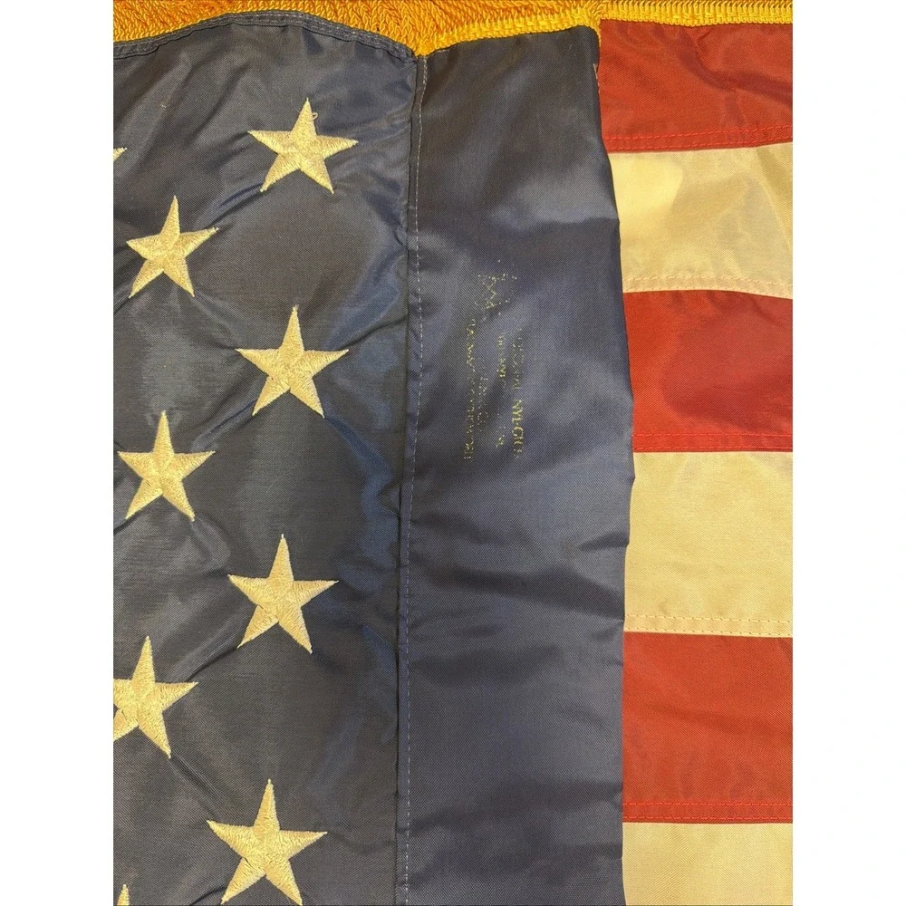 Vintage Annin Colonial Nyl-glo American Flag Gold Fringe Trim Military 3x5